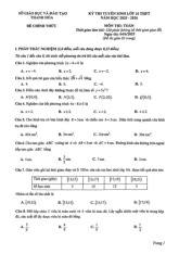 Đề tuyển sinh lớp 10 môn Toán năm 2025 – 2026 sở GD&ĐT Thanh Hóa