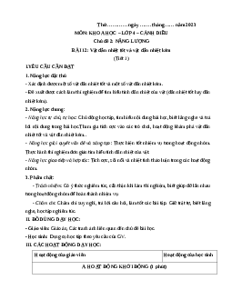 Giáo án Khoa học lớp 4 Bài 12 | Cánh diều