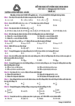 Đề thi học kỳ 1 Toán 11 năm học 2018 – 2019 trường Lương Thế Vinh – Hà Nội