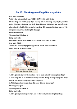 Giải Khoa học tự nhiên 9 Kết nối tri thức Bài 15: Tác dụng của dòng diện xoay chiều
