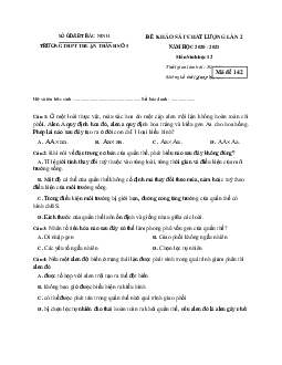 Đề khảo sát chất lượng Sinh học 12 lần 2 trường THPT Thuận Thành 1, Bắc Ninh