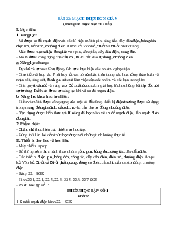 Giáo án KHTN 8 Kết nối tri thức bài 22 Mạch điện đơn giãn