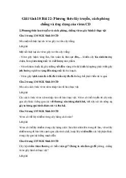 Giải Sinh 10 Bài 22: Phương thức lây truyền, cách phòng chống và ứng dụng của virus | Cánh diều