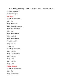 Giải Tiếng Anh lớp 1 Unit 2: What’s this? - Lesson 6 SGK | Family & Friends
