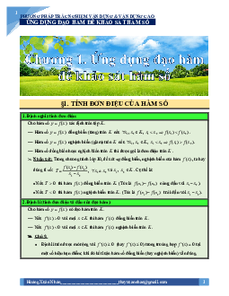 Chuyên đề tính đơn điệu của hàm số – Hoàng Xuân Nhàn Toán 12