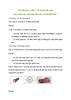 Giải Khoa học lớp 4 Bài 7: Sự truyền ánh sáng | Cánh diều
