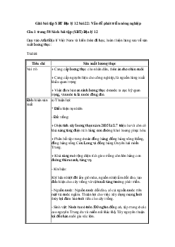 Giải bài tập SBT Địa Lý 12 bài 22: Vấn đề phát triển nông nghiệp