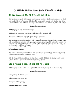 Giải Hóa 10 Mở đầu Kết nối tri thức