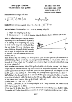 Đề kiểm tra HK1 Toán 9 năm 2022 – 2023 trường THCS Ngô Quyền – TP HCM