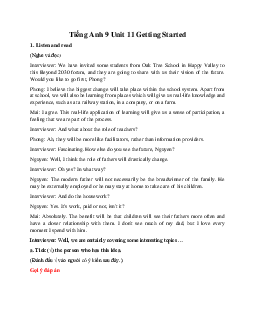 Tiếng Anh 9 Unit 11 Getting Started