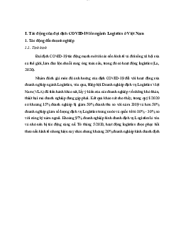 Tác động của đại dịch COVID-19 lên ngành Logistics ở Việt Nam | Kinh tế vi mô | Trường đại học Thương mại