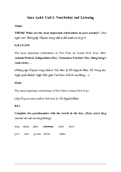 Giải Tiếng Anh 6 Unit 2: Vocabulary and Listening - Friends Plus