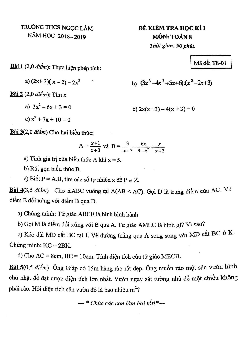Đề kiểm tra học kỳ 1 Toán 8 năm 2018 – 2019 trường THCS Ngọc Lâm – Hà Nội