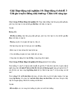 Giải Hoạt động trải nghiệm 10: Hoạt động 4 chủ đề 3 Chân Trời Sáng Tạo