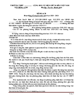 Kế hoạch chuyên môn tổ Ngoại Ngữ năm 2020-2021