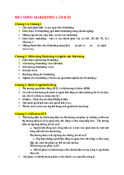 Câu hỏi tự luận môn maketing căn bản ?