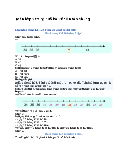 Toán lớp 2 trang 135 bài 36: Ôn tập chung | Kết nối tri thức