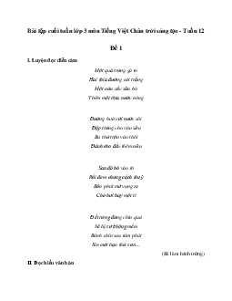 Bài tập cuối tuần lớp 3 môn Tiếng Việt Chân trời sáng tạo - Tuần 12