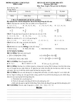 Đề học kỳ 1 Toán 6 năm 2023 – 2024 phòng GD&ĐT Nông Cống – Thanh Hóa