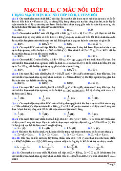 TOP 135 câu trắc nghiệm mạch R L C nối tiếp (có đáp án)