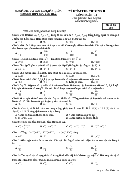 Đề kiểm tra Đại số và Giải tích 11 chương 2 (Tổ hợp – xác suất) trường THPT Nguyễn Trãi – Khánh Hòa
