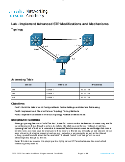 Implement Advanced STP Modifications and Mechanisms
