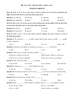 Đề thi thử THPT Quốc gia môn Tiếng Anh năm 2021 trường THPT Quế Võ lần 2 (có đáp án)