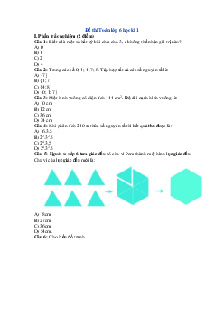 Đề thi học kì 1 Toán 6 Chân trời sáng tạo năm 2023 - 2024 số 2