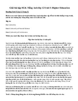Giải bài tập SGK Tiếng Anh lớp 12 Unit 5: Higher Education