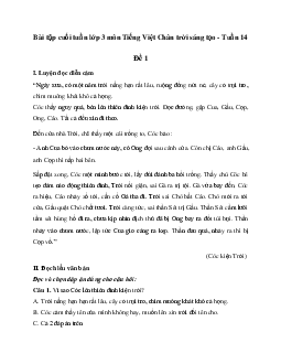Bài tập cuối tuần lớp 3 môn Tiếng Việt Chân trời sáng tạo - Tuần 14