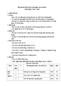 Đề cương ôn tập học kì 2 môn Toán lớp 5