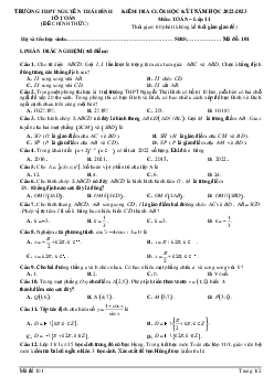 Đề cuối học kỳ 1 Toán 11 năm 2022 – 2023 trường Nguyễn Thái Bình – Quảng Nam