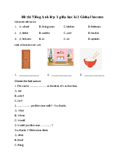 Đề thi giữa kì 2 lớp 3 môn tiếng Anh - đề 2 năm 2023 - 2024 | Global Success