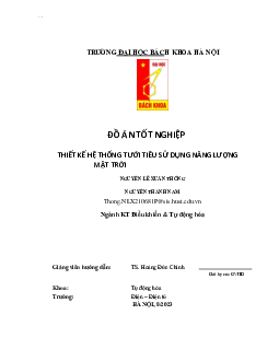 Đồ án tốt nghiệp thiết kế hệ thống tưới tiêu sử dụng năng lượng mặt trời | Trường Cao Đẳng Kỹ Nghệ II