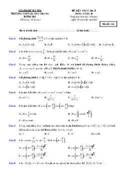 Đề kết thúc HK2 Toán 10 năm 2019 – 2020 trường THPT Quang Trung – Hà Nội