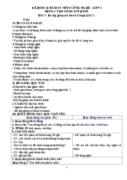 Giáo án Công nghệ lớp 4 Bài 7 | Chân trời sáng tạo