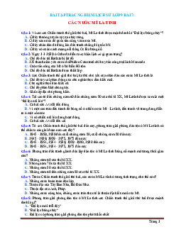 Bài Tập Trắc Nghiệm Lịch Sử 9 Bài 7: Các nước Mĩ-Latinh (Có đáp án)
