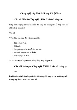 Giải Công nghệ 7 Bài 6: Rừng ở Việt Nam | Chân trời sáng tạo