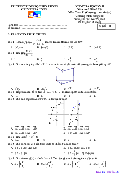 Đề KSCL học kỳ 2 Toán 11 năm 2018 – 2019 sở GD&ĐT Thái Bình