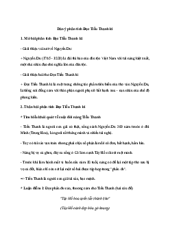 Văn mẫu lớp 11: Dàn ý phân tích bài Đọc Tiểu Thanh kí (3 Mẫu) | Cánh diều