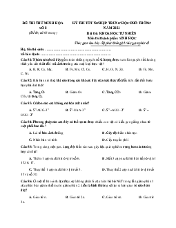 Đề thi thử THPT Quốc gia môn Sinh học chuẩn cấu trúc Đề minh họa 2021 có đáp án số 8