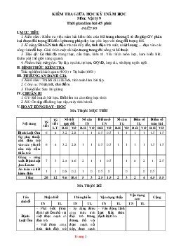 Đề kiểm tra giữa học kỳ I môn vật lí 9 có ma trận đề và đáp án