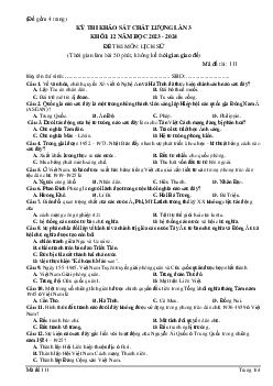 Đề thi thử THPT Quốc gia 2024 lần 3 môn Lịch sử - Mã đề 111 trường THPT Đội Cấn, Vĩnh Phúc