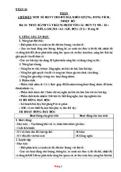 Giáo án Toán 3 Kết nối tri thức tuần 14