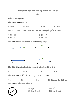 Bài tập cuối tuần Toán lớp 2| Chân trời sáng tạo Tuần 17