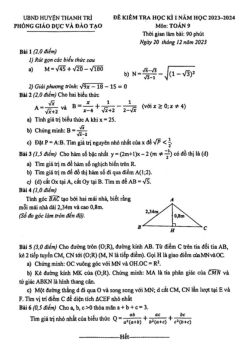 Đề học kì 1 Toán 9 năm 2023 – 2024 phòng GD&ĐT Thanh Trì – Hà Nội