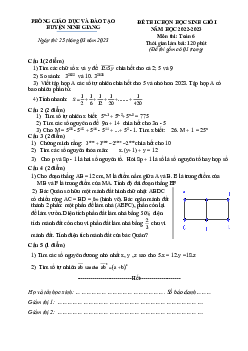 Đề học sinh giỏi Toán 6 năm 2022 – 2023 phòng GD&ĐT Ninh Giang – Hải Dương