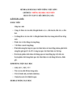 Chủ đề 1: Những bài học đầu tiên | Bài 5 | Giáo án Tiếng Việt 1 bộ sách Chân trời sáng tạo