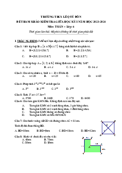 Đề tham khảo giữa kỳ 1 Toán 6 năm 2023 – 2024 trường THCS Lê Quý Đôn – TP HCM