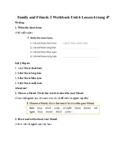Family and Friends 3 Workbook Unit 6 Lesson 6 trang 47